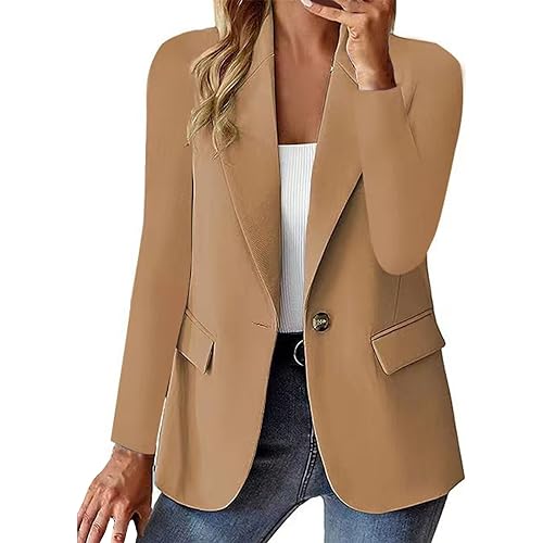 Catálogo de Chaquetas de traje y blazers para Mujer los mejores 10. 42 Betadog Blazers para mujer, chamarra informal de manga larga con frente abierto, de gran tamaño, para trabajo, oficina, negocios, chamarra de otoño 2025, 3-caqui, Large