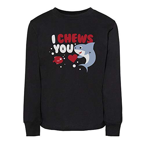 I Chews You Shark Valentine's Toddler Kids Long Sleeve T-Shirt 4T Black