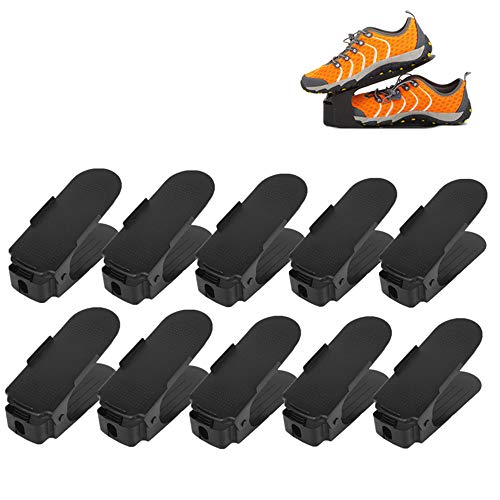 koobea Réglable à Chaussures Organiseur pour Empiler Les Chaussures réglable Organiseur de économie d'espace à Chaussures Lot DE 10-Noir