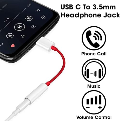 Image of One Plus USB Type C to 3.5mm Audio Jack, car Audio Connector USB Type c, Headphone Converter Cable Stereo Jack Splitter Compatible for Oneplus 12 /12R 11 /11R 10pro /10T /10R 9 9t 7 7pro Nord (Red Jack)