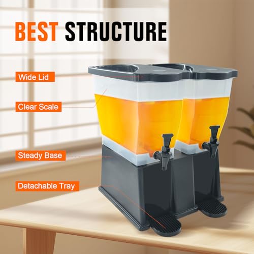 Image of Hakka 6 Gallon Drink Dispenser, Commercial Juice Dispenser for Parties 22L Double Tank Beverage Dispenser with Spigot for Catering, Buffets, Restaurants