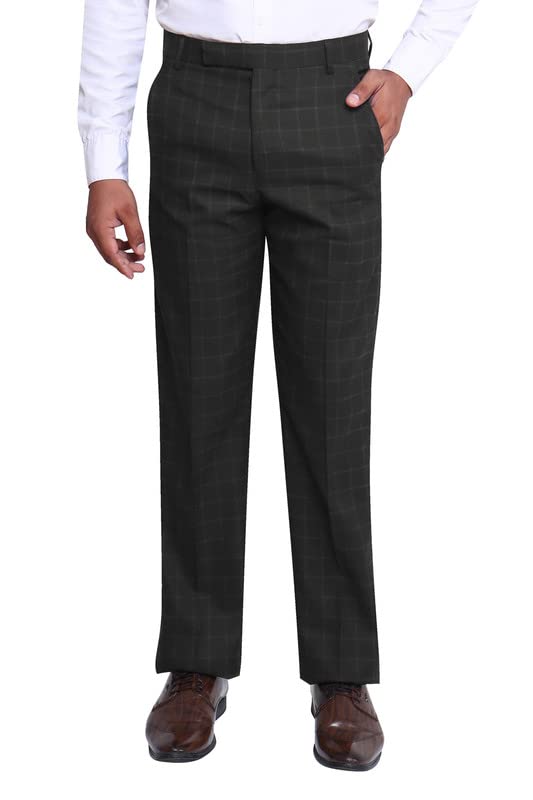 Particle Checks Formal Trousers Regular Fit Pants for Men, Waist Sizes 32-44