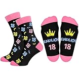 Trustnice 18. Geburtstag Mädchen 37-42 Lustige Socken für Mädchen, 18 Geburtstag Deko 18 Jahre Geburtstagsgeschenk Schwester Geschenkideen zum Geburtstag für Freundin