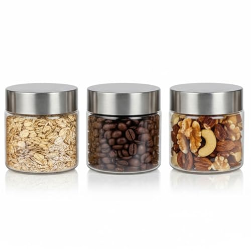 Image of PEARLPET Plus Range Plastic Storage Jars & Containers For Kitchen |Stackable |Air Tight| Steel Cap Jar, Food Grade | Bpa-Free|3 pieces of 200 Ml