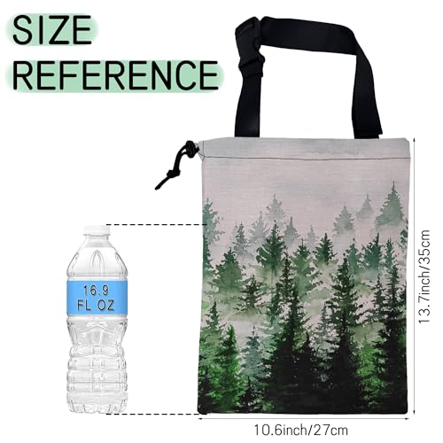 Image of Foggy Forest Car Garbage Bag,Waterproof Small Car Trash Bag Hanging Back of Seat,Drawstring Hanging Car Trash Bag with Adjustable Buckle for Car Accessories