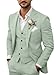 3-teiliges Herren-Anzug-Set aus Leinen, lässig, leicht, Blazer, Jacken, Westen, Hosen, Set für Hochzeit, Business, Abschlussball, Anzug, Hellgrün, L