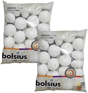 BOLSIUS Unscented Floating Candles – Set of 40 White Floating Candles – Cute