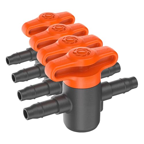 Gardena Micro-Drip-System Robinet d’arrêt 4,6 mm (3/16 pouce): pour la régulation ou l’arrêt sur chaque tuyau, réglable en continu, contenu: 2 pièces...