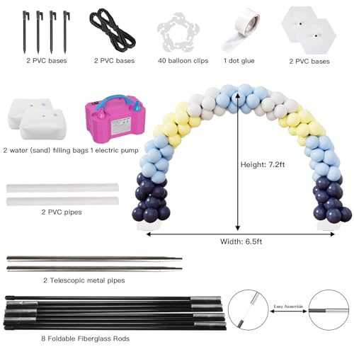 rubfac 7.2ft Adjustable Balloon Arch Kit with Electric Pump, Pink, Round, Arch with Electric Pump, Baby Shower, Wedding, Birthday, Graduation, Unisex Adult - Image 4
