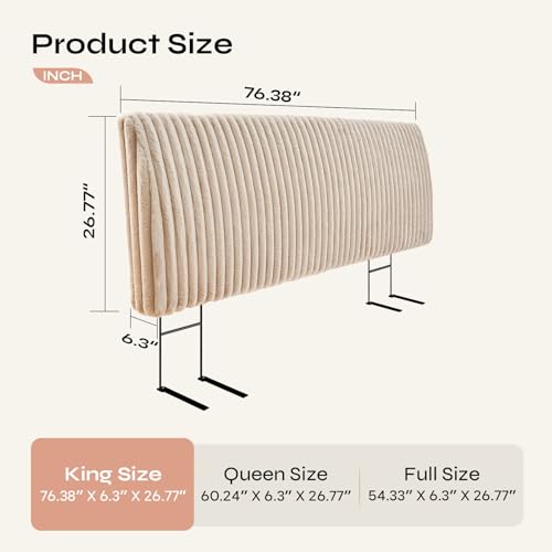 Image of Pinmoco 4.7 inch Upholstered Modern Headboard for King Size Bed, Height Adjustable and Ergonomic Headboard, Easy Assemble, Sturdy and Durable, Faux Rabbit Fur, Light Camel