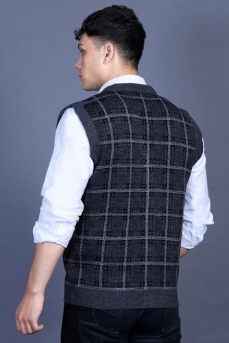 Image of V Neck Cardigans for Men - Woolen Sleeveless Sweater for Man Winter Wear