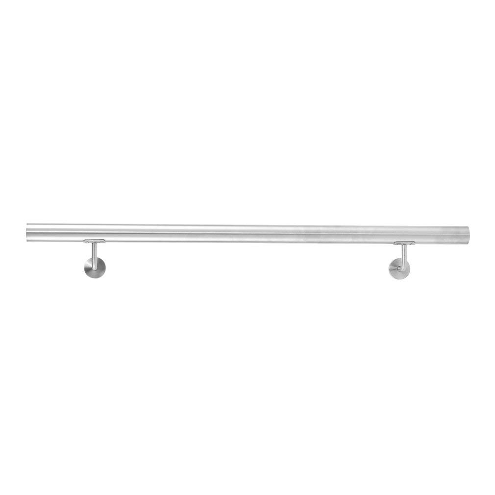 Edelstahl Handlauf V2A 42,4mm 240K geschliffen Wandhandlauf mit leicht gewölbter Endkappe 1000 mm