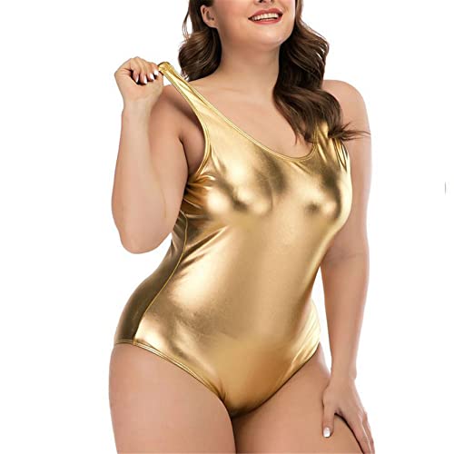 Maillot de Bain Femme Une Pièce Monokini, Race for femmes Swimsuit Sans manche monokini mail de bain monokini Amincissante 1 Pièce Ensembles Vêtement Plage Été (Couleur : Gold Tone, Taille : XXL) Cover