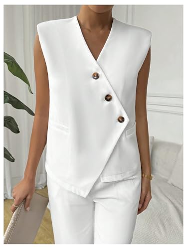 SHENHE Women's Elegant Sleeveless Blazer Vest Button Wrap Vest Business Office Suit Vest4