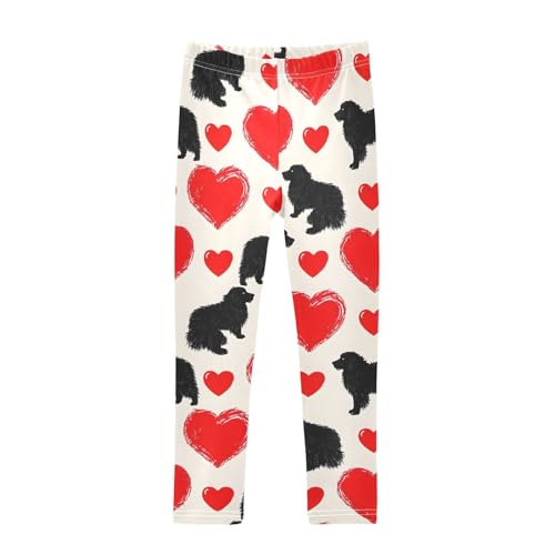 Black Dog Heart Girls Leggings Soft Stretch Workout Yoga Dance Pants for Kids Casual Tights