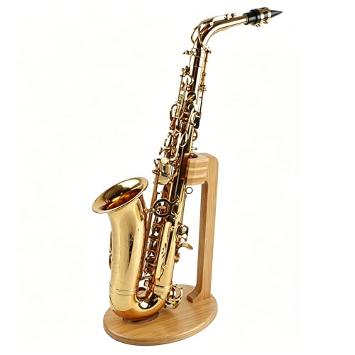 Rockhouse Alto Tenor Saxophone Stand Wooden, Stable Sax Holder Accessories