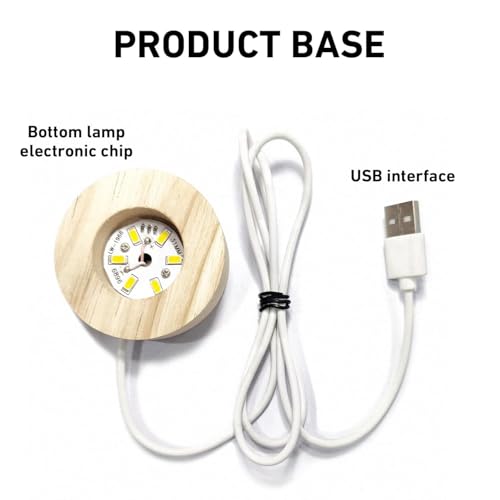 Image of Crystal Ball Lamp with Wooden LED Base | Engraved 3D Moon & Stars Night Light | USB Rechargeable Home Decor | Birthday Gift for Teens, Boys & Girls (Moon Lamp)