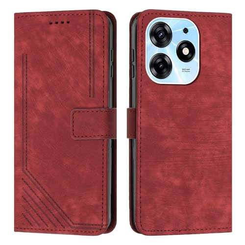 Étui de Téléphone Tecno Spark 10 Pro Rosso Premium Flip Cover en Cuir PU