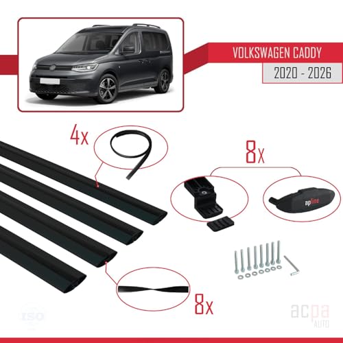 Barres de toit Caddy 4 solution manque de place coffre aluminium noir - 6