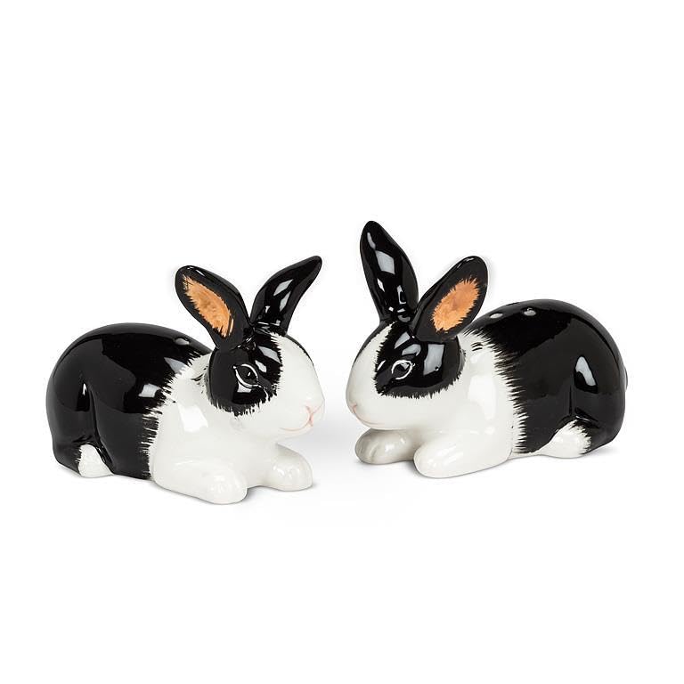 Abbott Collection Dutch Rabbit - Salero y pimentero, 3.5 pulgadas, cerámica, negro/blanco
