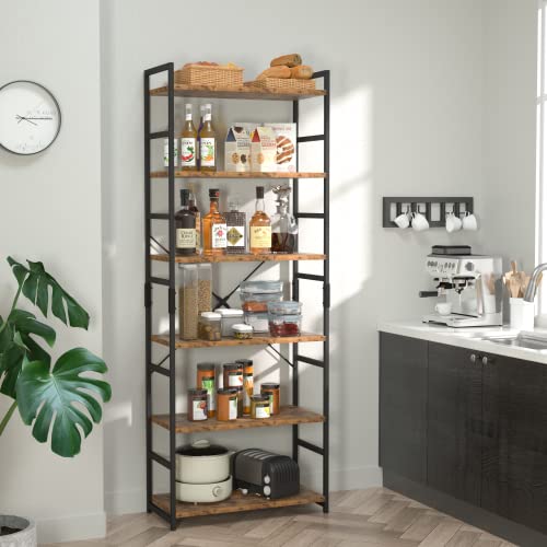 Image of NUMENN 6 Tier Bookshelf, Tall Bookcase Shelf Storage Organizer, Modern Book Shelf for Bedroom, Living Room and Home Office, Vintage