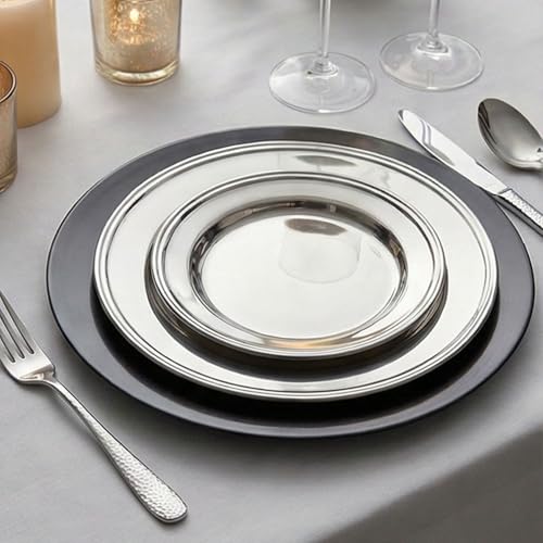 Image of 8.1 inch Hammered Sterling Silver Dinner Forks | 5-Piece Premium Stainless Steel Flatware Set | Elegant Dishwasher-Safe Cutlery for Home, Restaurants, and Gift Giving
