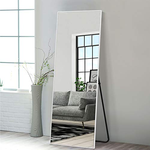 Image of NeuType Full Length Hanging Floor Mirror with Standing Holder Bedroom /Locker Room (White)