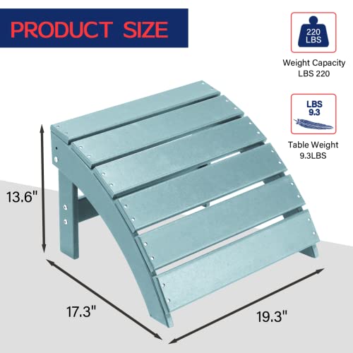 Erommy Hdpe Adirondack Ottoman, Outdoor Retractable Footrest, Perfect Companion For Adirondack Chairs, No Assembly Is Required, Wide Use In Garden, Backyard Lawn, Aruba Blue #TOP2