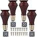 HLILY 4PCS dębowa sofa noga, lite drewniane nogi szafki kuchennej, okrągłe zastępcze stoliki do kawy stopy, drewniane meble do tykwy, na fotelik/krzesło/otomana/łóżko/komoda, z mosiężną podstawą, orze