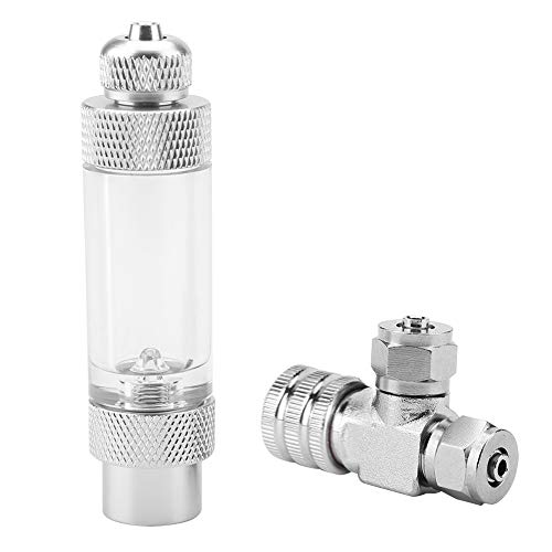 Needle Valve for Aquarium System CO2 Regulator Bub Valve Bubble Counter Carbon Dioxide Atomiser for Aquarium Plants Fish Tank (Double-head micro valve + anti-return bubble)