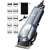 Dog Clippers for Grooming with 12V High Power Plug in for Thick Heavy Coats Quiet Pet Electric Professional Hair Grooming Clippers kit with 10 Metal Guard Combs Brush for Dogs Cats Pets Navy