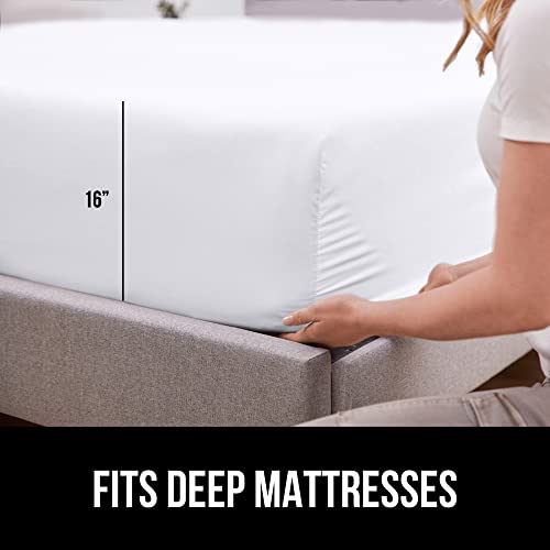 Gorilla Grip Fitted Stay In Place Queen Bed Sheet, Extra Deep Pocket Sheets, Soft Breathable Lightweight Microfiber, All Around Elastic Bottom, Oeko-Tex, Wrinkle, Fade, And Shrink Resistant, White #TOP5