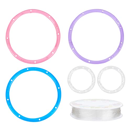 Ahandmaker 8 Pcs Top Circles Of Wind Chime, 4 Colors Acrylic Wind Chimes Supplies Windbell Cap Ring Frames With Elastic Crystal Thread For Diy Wind Chimes Outdoor Home Garden Patio, 108X8Mm #TOP18