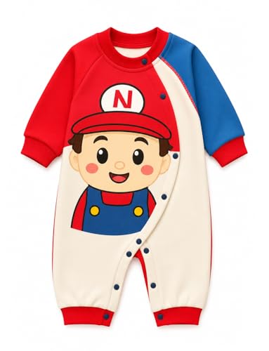 Image of Bold N Elegant Full Sleeve Footless Baby Romper Onesie Front Button Bodysuit Jumper for Newborn Baby Boys Girls Kids