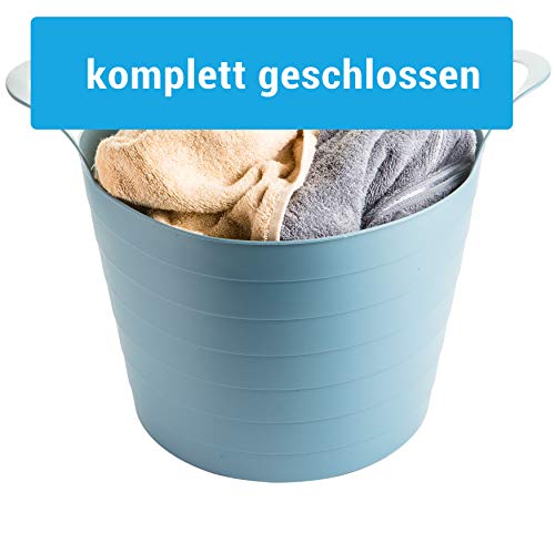 Flexi Wäschekorb 3er Set – Flexible Wäschewanne 30L aus Kunststoff – Robuster Wäschesammler mit Griffen – Universal Aufbewahrungskorb für Haushalt & Bad – Made in EU, 3 Farben