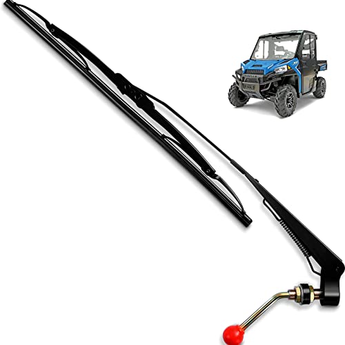 Valchoose UTV Hand Operated Windshield Wiper 15.7â€ Wiper Blades, Fiberglass Skeleton Manual Wiper Blades Fit Polaris Ranger RZR Kawasaki Honda Pioneer Golf Cart - Instruction Included