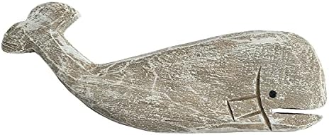 Rustic Wooden Carved Whale Tabletop Statue, Rustic Wooden Decorative Whale Figurine Carving Sculpture, Wooden Whale Nautical Ocean Beach Coastal Themed Home Decor-12''L