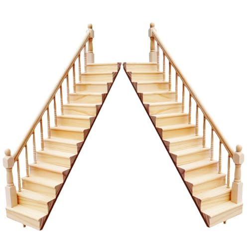 Escaliers miniatures en bois 1:12 pour maison de poupée (lot de 2)