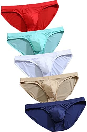 Faringoto Low Waist Seamless Men Underwear Thin Underpants Ice Silk Briefs Mini Bikini