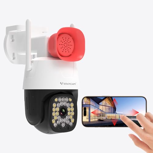VSTARCAM 3MP Outdoor Security Camera with 130dB Loud Siren Alarm, 2K Color Night Vision WiFi Surveillance Camera, 360&deg; PTZ Auto Tracking, Two-Way Audio, IP66 Waterproof, Cloud/SD Storage