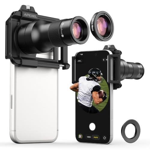 Image of APEXEL 2-in-1 Telephoto Lens & 150mm Macro Lens for | 6X Telephoto and Macro Lens Kit with Universal Clip | Compatible with 16 /15 /14 /13 Pro /Max, Samsung and Android Smartphones