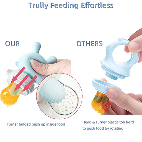 Cosermart Baby Fruit Food Feeder Pacifier- Soft Silicone Mesh Teether, Infant Breastmilk Popsicle Molds For Teething, Relief Teething Toys For Babies 6-12-18 Months, Blue（Include Extra Storage Case) #TOP3
