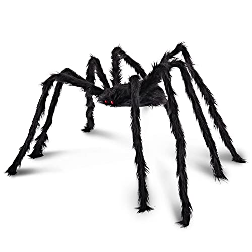 Ordenado Halloween Decorations Outdoor Giant Spider, Outdoor Home Halloween Decorations 6.6 Ft Large Fake Hairy Spider, Black