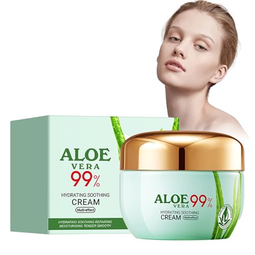 Eazerom 22 Crema Facial de Aloe Vera, 50g Crema Hidratante Refrescante de AloeVera Puro, Crema Facial en Gel de Aloe Vera, Anti-Arrugas y Nutritiva, Loción Hidratante Suavizante para Rostro y Cuerpo