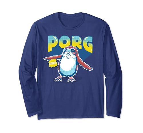 T-shirt Star Wars Porg à manches longues imprimé graphique portrait de BD geek