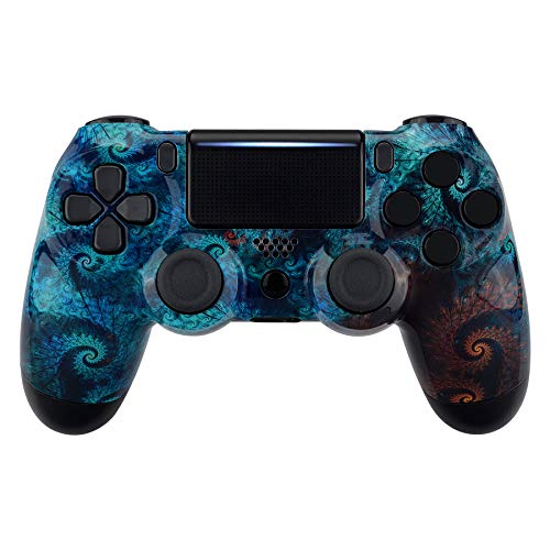eXtremeRate Spiral Pattern Replacement Faceplate Cover for PS4 Slim Pro Controller, Custom Front Housing Shell Case for PS4 Controller CUH-ZCT2 JDM-040 JDM-050 JDM-055 - Controller NOT Included