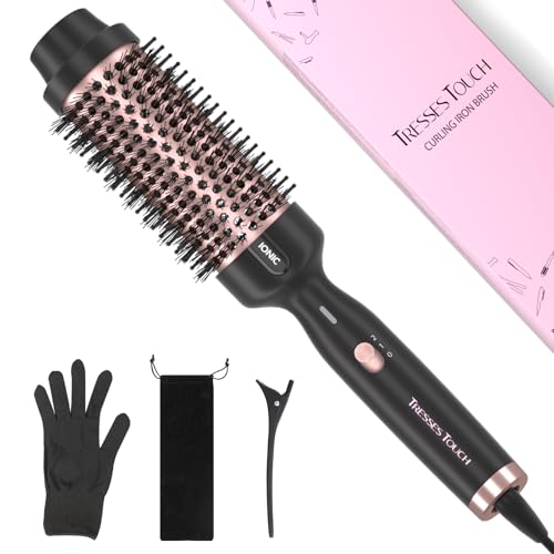 Tresses Touch Thermobürste 1.77 Inch Stylingbürsten Negativ-Ionen Wärmebürste Rundbürste mit 2 Temperaturstufen Universal-Spannung Tourmalin-Keramik Dual-PTC 30s-Schnellwärmung Roségold