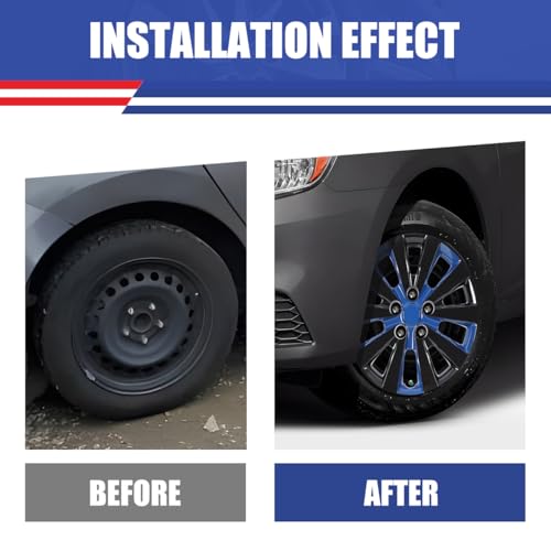 Image of Winjet 16 inch Set of 4 Steel Wheel Hubcaps for 2013-2019 Sentra & 2011-2017 Nissan Leaf Wheel Rims Cover,Snap On Installation PP Material (Black Lacquer & Blue Lacquer)