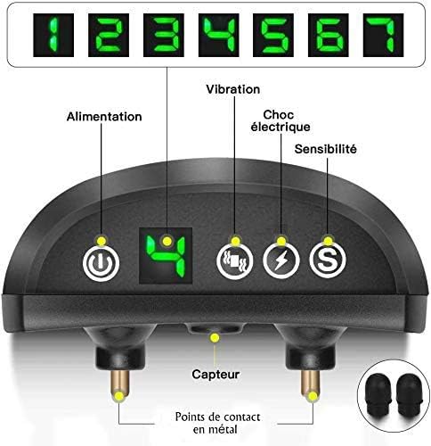 Collier Anti-aboiement Chien - 3 Modes Choc Électrique/Vibration/Sensibilité Aide au Dressage Inoffensif Automatique IP65 Batterie Rechargeable Sangle Reflechissant Réglable pour Petit Gros Chien