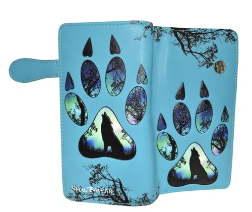 Shag Wear Wolf Paw Large Wallet Light Blue 7"